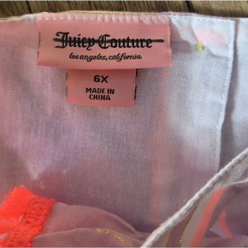 Juicy Couture Kids' Metallic Woven Flutter Sleeve  Sz 6x